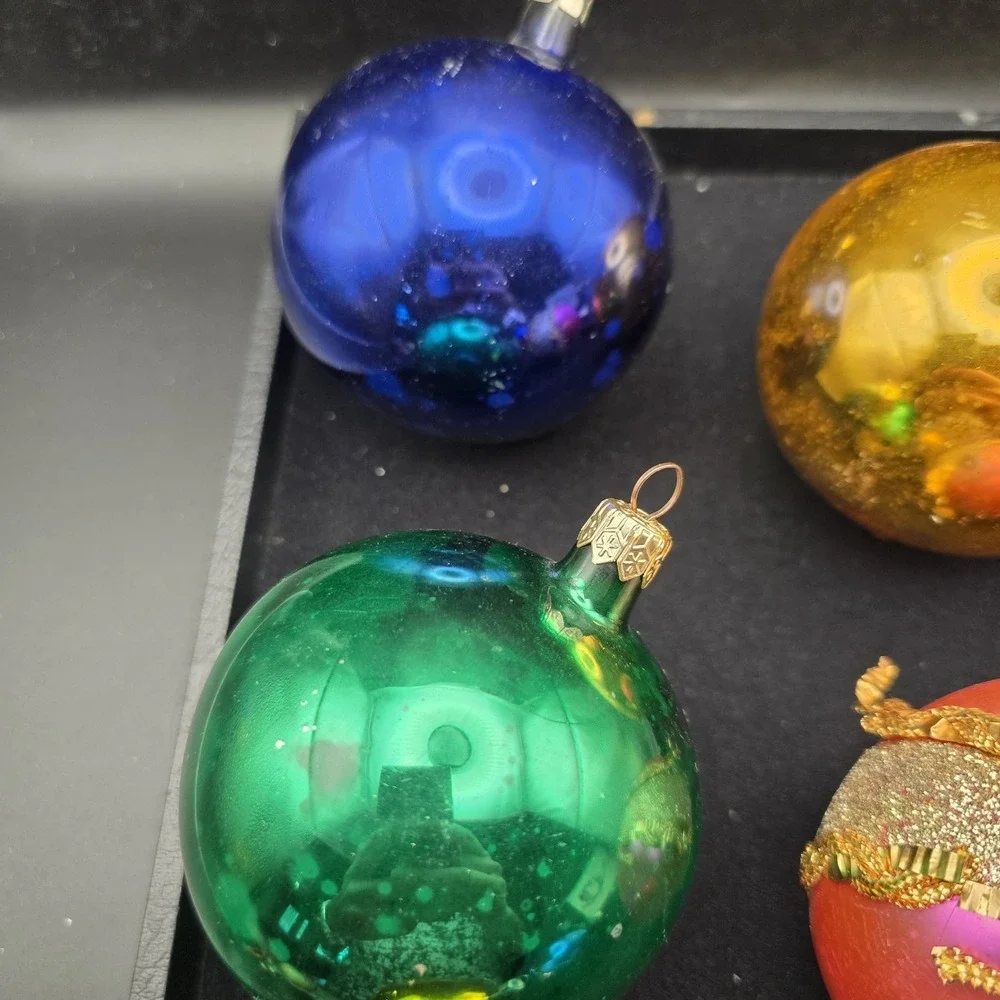 Mixed Lot Of 6 Large Vintage Glass Ornaments‎ 3.5